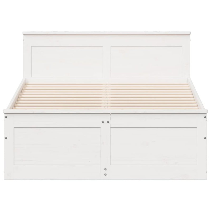 ClassicLiving Bed Frame Without Mattress With Headboard Solid Wood Pine, Double (4'6), White