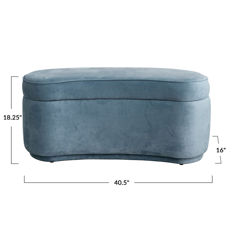 Banc courbé rembourré en velours avec rangement doublé