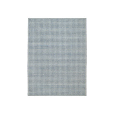 Tapis oriental rectangulaire en laine bleu tissé à la main 9 pi 0 po x 12 pi 0 po