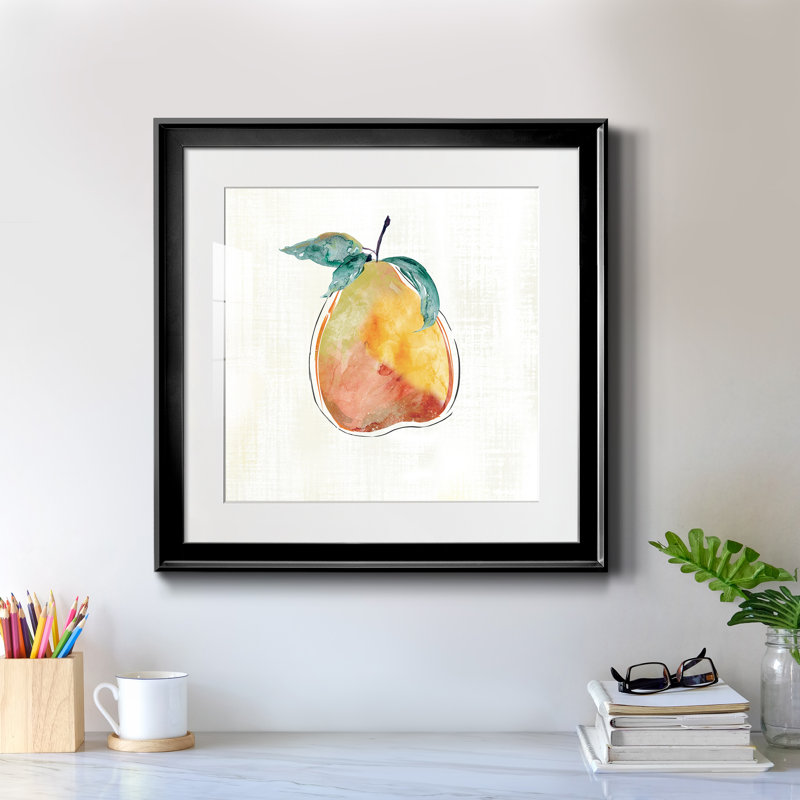 Happy Pear - peinture encadrée, H 17,5 po x l 17,5 po x P 1,5 po, Cadre noir