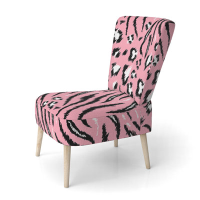 Pink Tiger And Leopard Pattern - Upholstered Cabin & Lodge Accent Side Chair