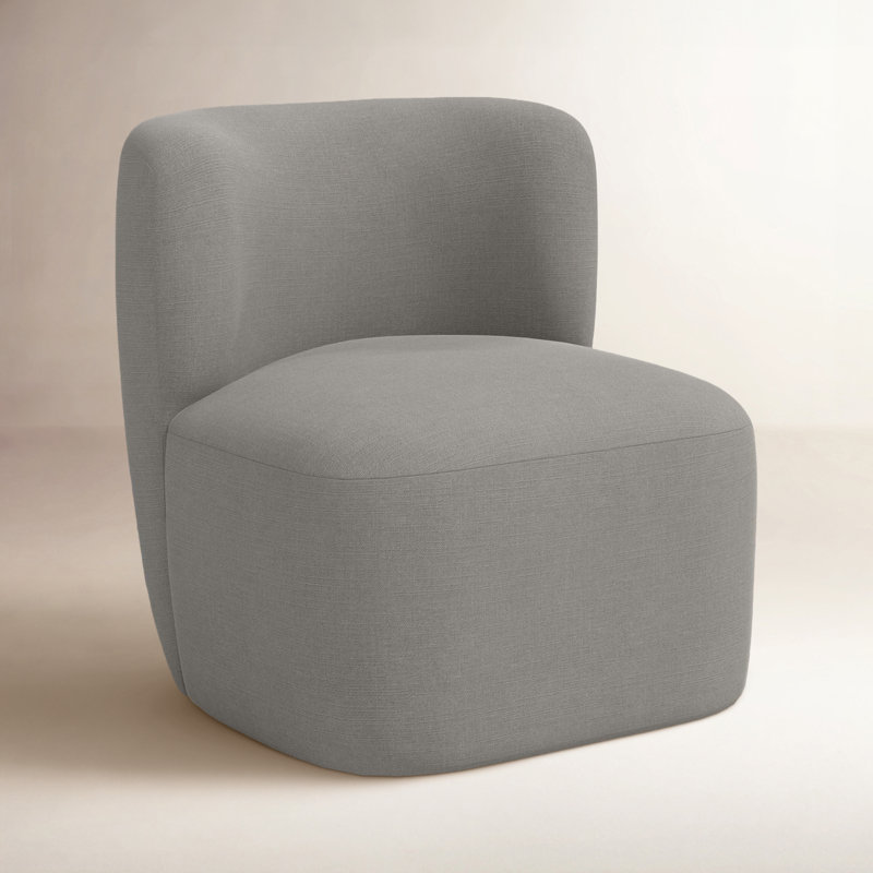 Mariza Upholstered Swivel Accent Chair, Classic Grey Linen