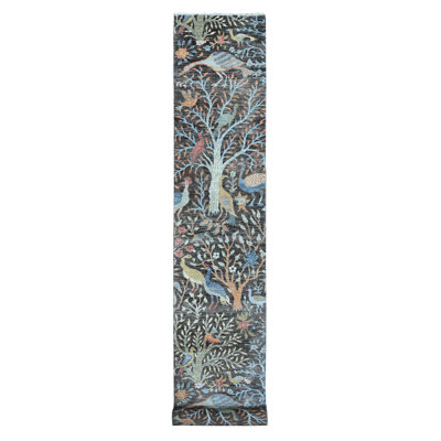 Tapis de couloir gris nouvel âge en laine 2 pi 6 po x 17 pi 9 po Stalter