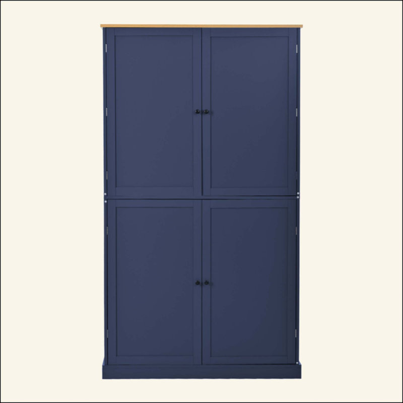 Grande armoire de rangement autoportante avec 2 tiroirs, 2 tablettes réglables, 8 tablettes de porte pour la cuisine, la salle à manger