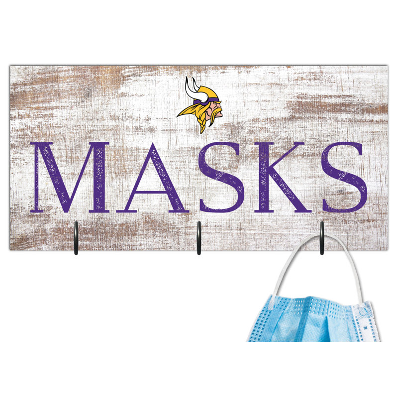 3 - Hook Wall Mounted Coat Rack, Minnesota Vikings