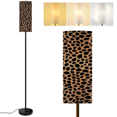  68.5" Standing Floor Lamp seamless leopard texture Dimmable Metal Pole Lamp with Linen Lampshade LED Bulb Included