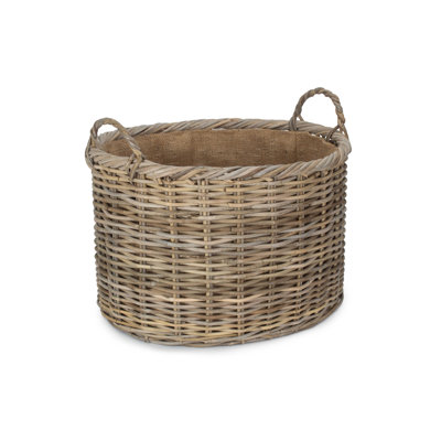 Lugowe Rattan Log Carrier Basket with Lining
