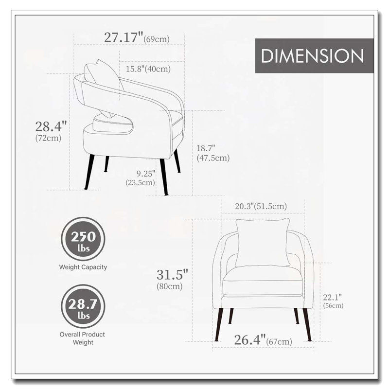 Chaise d'appoint rembourrée en velours, Vert