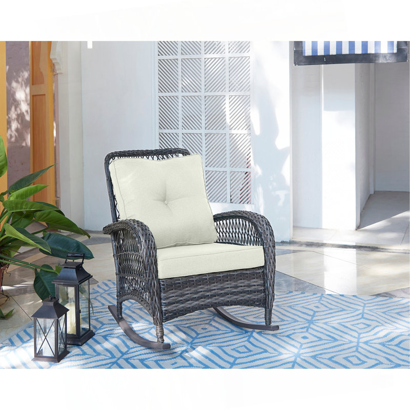 Chaise berçante en crème et noir