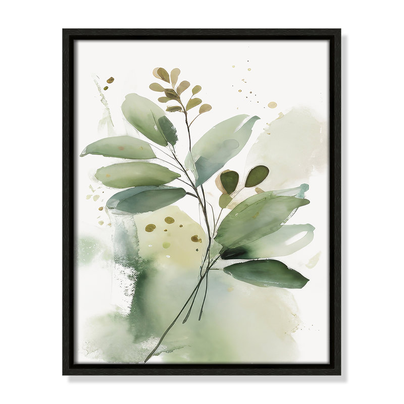 «Greenery Serenade I» par Irena Orlov, Toile avec cadre, L 12,5 po x H 15,5 po, Espresso Floater