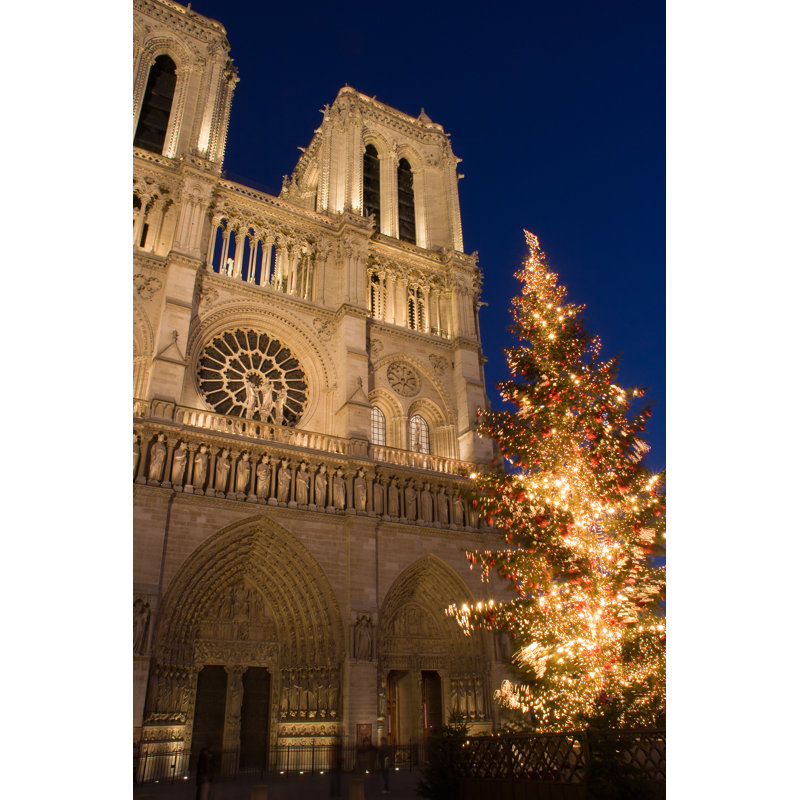 Notre-Dame Cathedral At Christmas With A Decorated Tree - Wrapped Canvas Print, 46cm H x 30cm W x 3.8 cm D