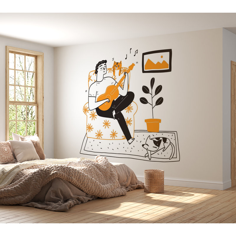 Murale pelez et collez de qualité supérieure - Sérénade pour guitare, L 96 po x l 120 po