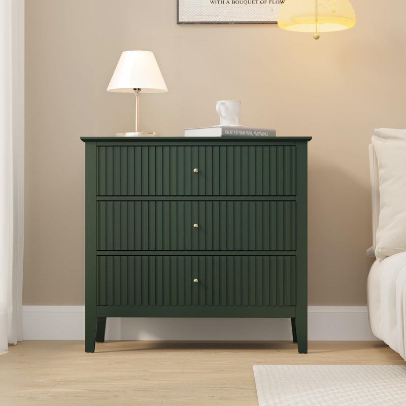 MDF 3 - Drawer Rectangle Accent Chest, Green