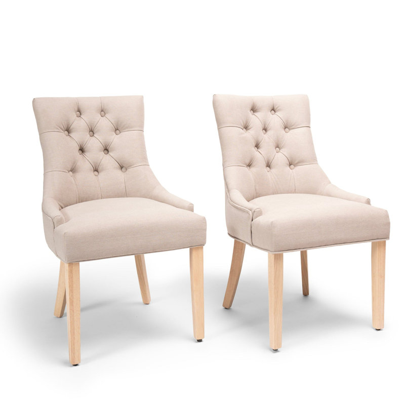 Norval Upholstered Dining Chair, White Wash , Sand