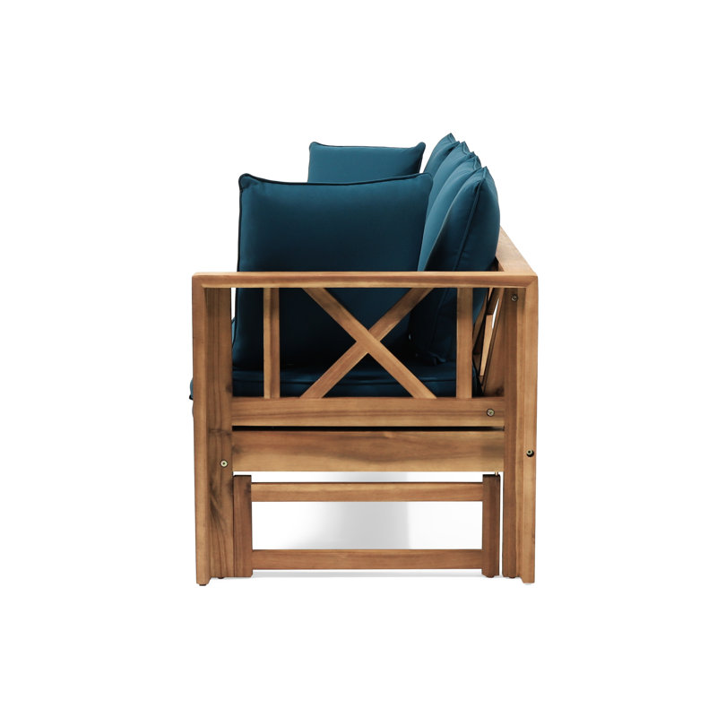 Lit de jour Rustic Long Beach, matériau de bois, matériau de coussin d'eau avec éléments, bois, tissus de siège