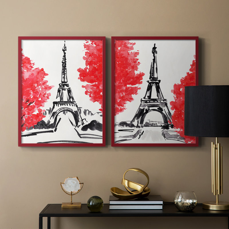 «Day in Paris I», reproduction encadrée de qualité supérieure - prête à être accrochée - aucun clou requis - aucun clou requis