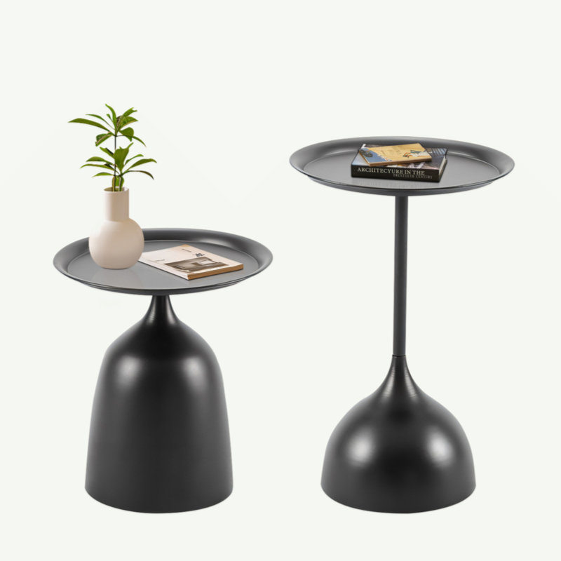 Side Table White 2 pcs, Black