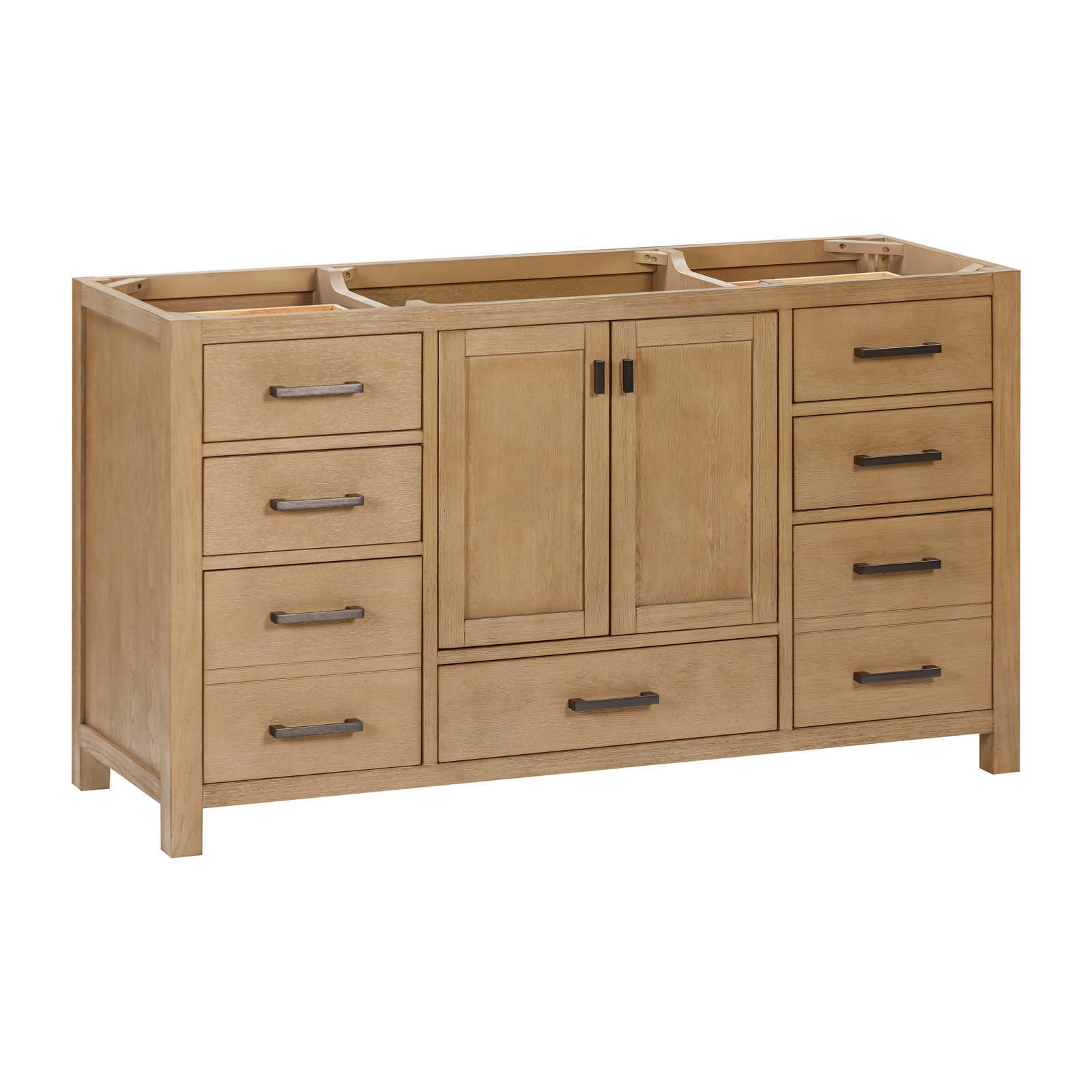 Reba Single Bathroom Vanity Base, Brushed Oak