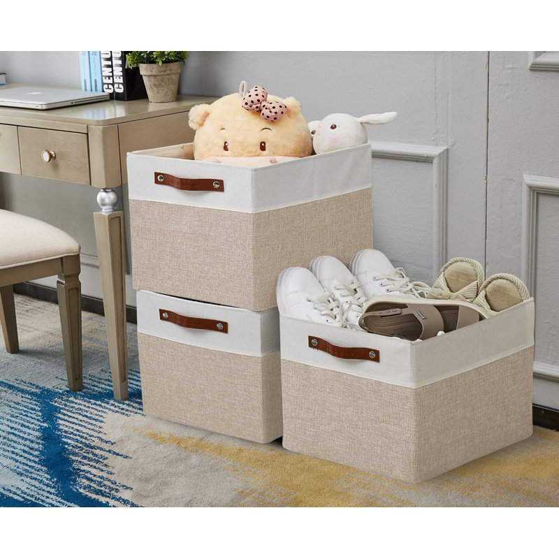 Ensemble de cubes en tissu, Beige / Blanc