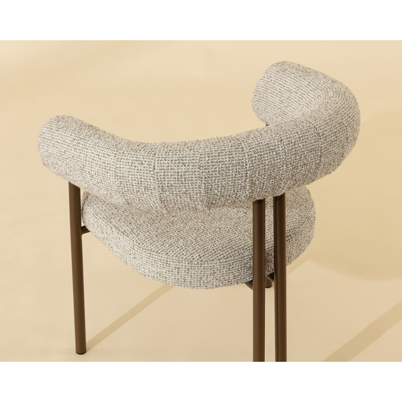 Oniva Upholstered Arm Chair, Noah Ecru, Antique Bronze