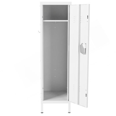 55" Tall Metal Wardrobe Cabinet, Waterproof Steel Clothing Storage Locker with Ventilated Door, Lock & Side Hooks, Vertical Bedroom Wardrobe, 30-Min Easy Assembly for Small Apartment Home Office
