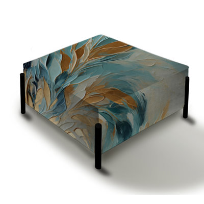 Gold And Blue Frosty Drift Experience - Marble Large Square Ottoman