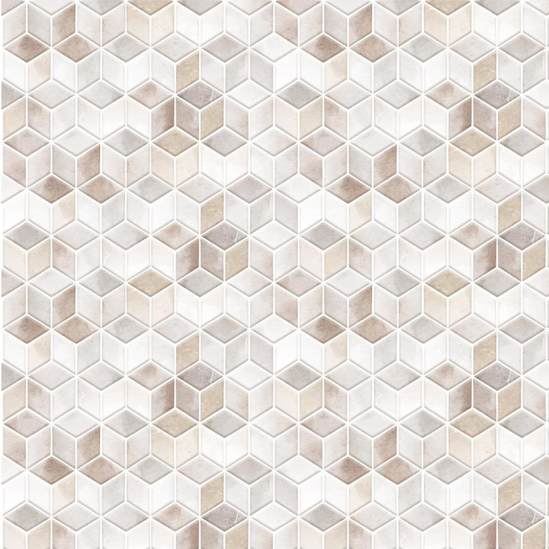 15cm W x 30.5cm L Aluminum Peel and Stick Mosaic Tile, Beige