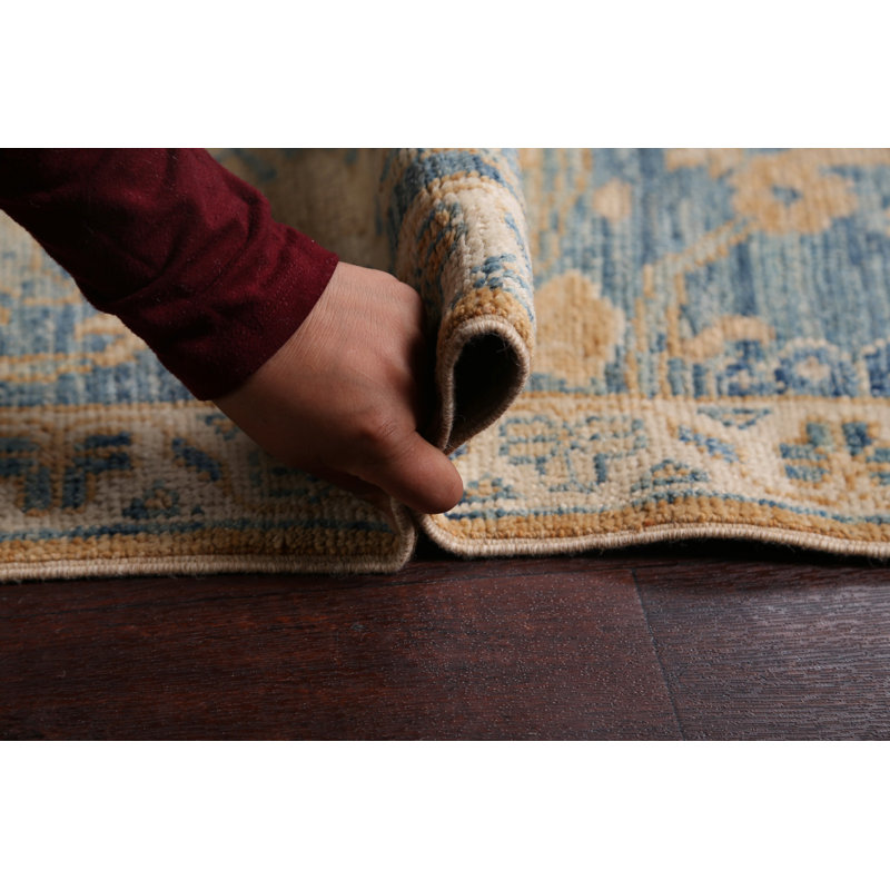 Tapis décoratif en laine noué à la main de conception unique noué à la main New Age Khotan/bleu 9 pi 6 po x 12 pi 4 po