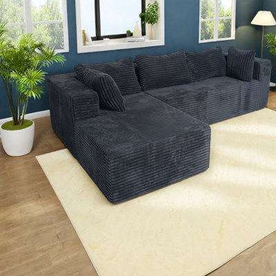 Canapé modulaire à compression en velours côtelé, canapé moderne en L de 100 pouces pour la maison