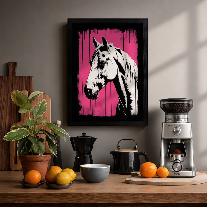 Graphic Horse Modern - Framed Print, Black, A4 - 29.7 x 21.0 cm