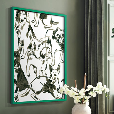 «Canine Collage I», reproduction encadrée - bois massif