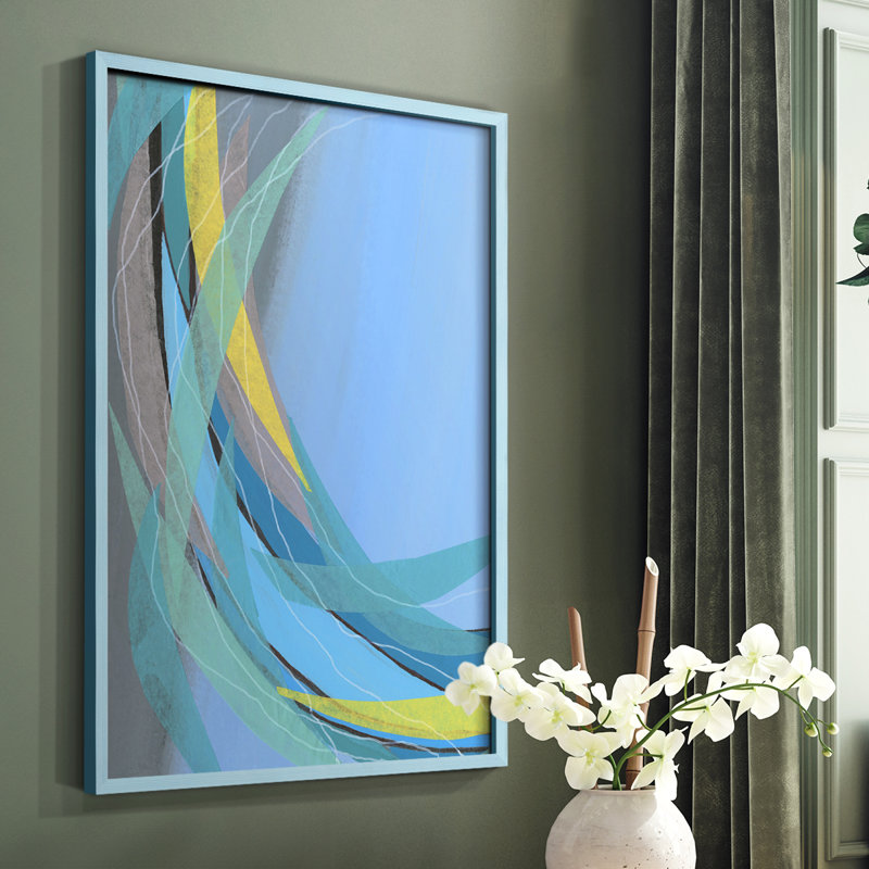 Circulating Flow I Framed Print - Solid Wood, Blue, 10" H x 8" W