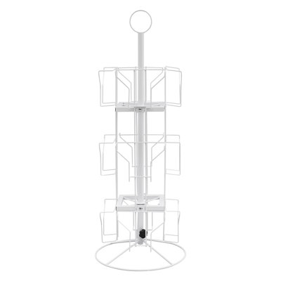 3 Tier Rotating Floor Greeting Card Display Rack 360 Spinning 12 Pocket Brochure Postcard Holder with Top Sign Frame for Retail Shop Office Library