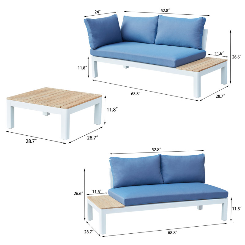 Ensemble de conversation modulaire avec coussins 3 pièces