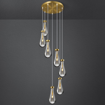 Luminaires suspendus Raindrop pour îlot de cuisine Luminaires suspendus en forme de goutte d'eau en verre transparent pour salle à manger, porche, couloir, salon