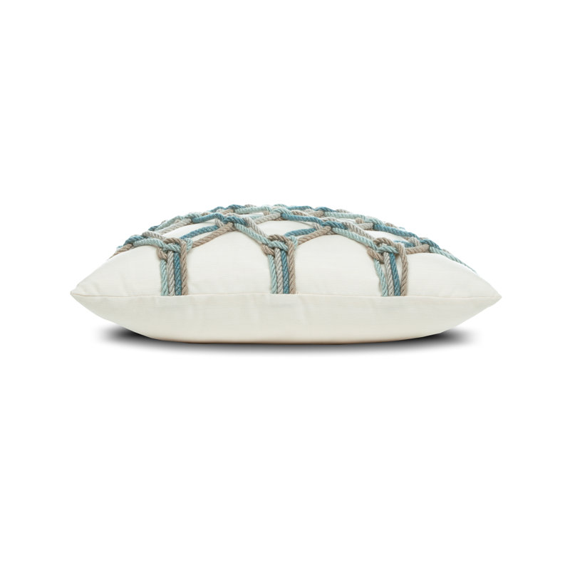 Rope Throw Square Outdoor Pillow Cover & Insert by Elaine Smith, Aqua