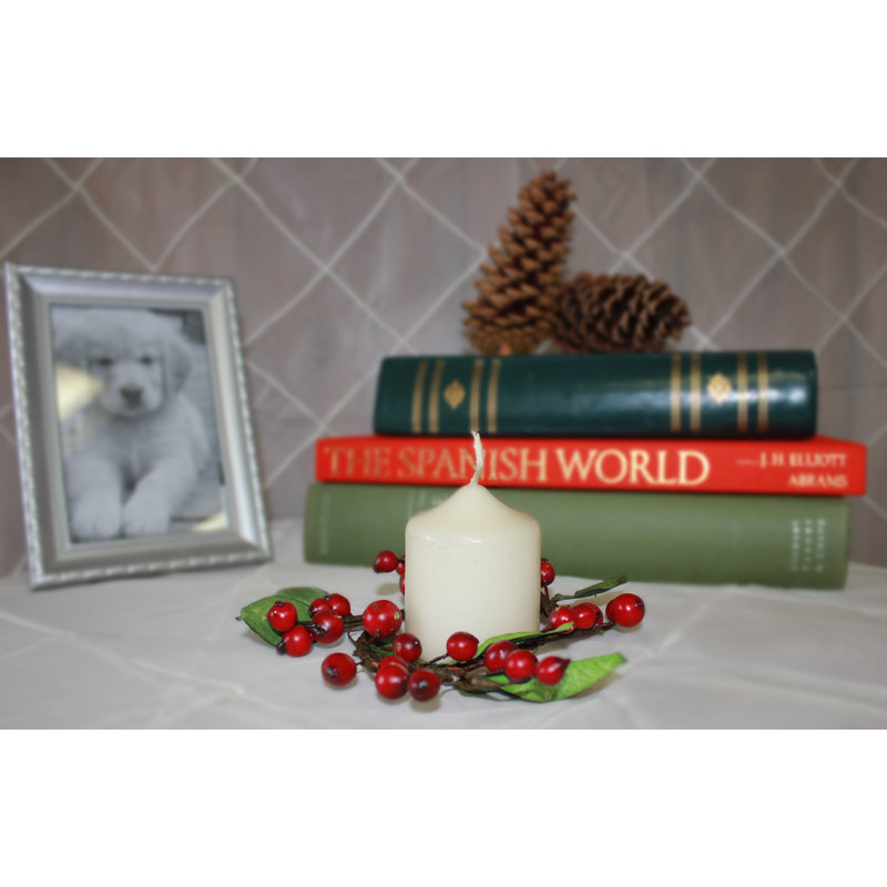 2.25" Inner Diameter Artificial Christmas Berry & Leaf Votive Candle Ring