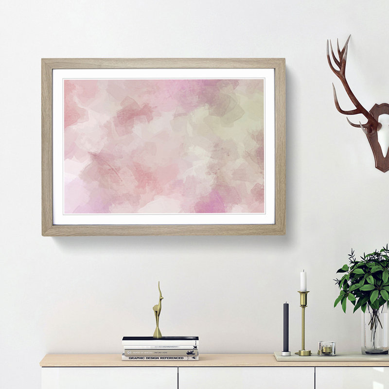 Forgetting Time in Abstract - Picture Frame Graphic Art Print, 48cm H x 65cm W x 2cm D, Oak Framed