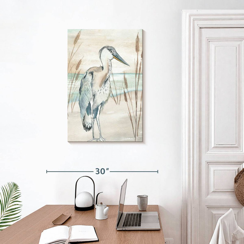 Brampt Heron By Beach Grass I, 30" H x 20" W
