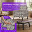 Fauteuil d'appoint avec motif floral et pieds en bois massif pour le salon-621979542