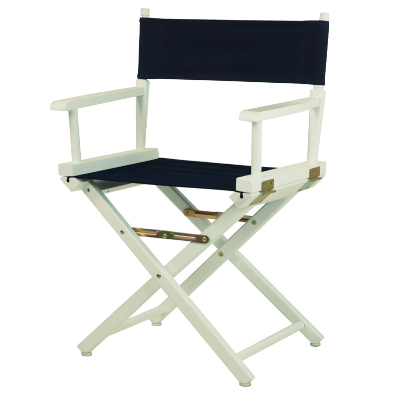 Chaise de réalisateur pliante 18 po, Bleu marine, Blanc