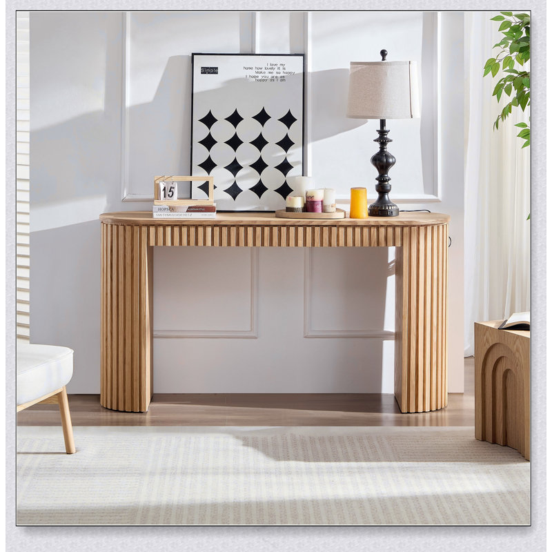 Console moderne de 59,05 po avec tiroir pour hall d'entrée avec conception à rayures verticales unique pour le vestibule du vestibule
