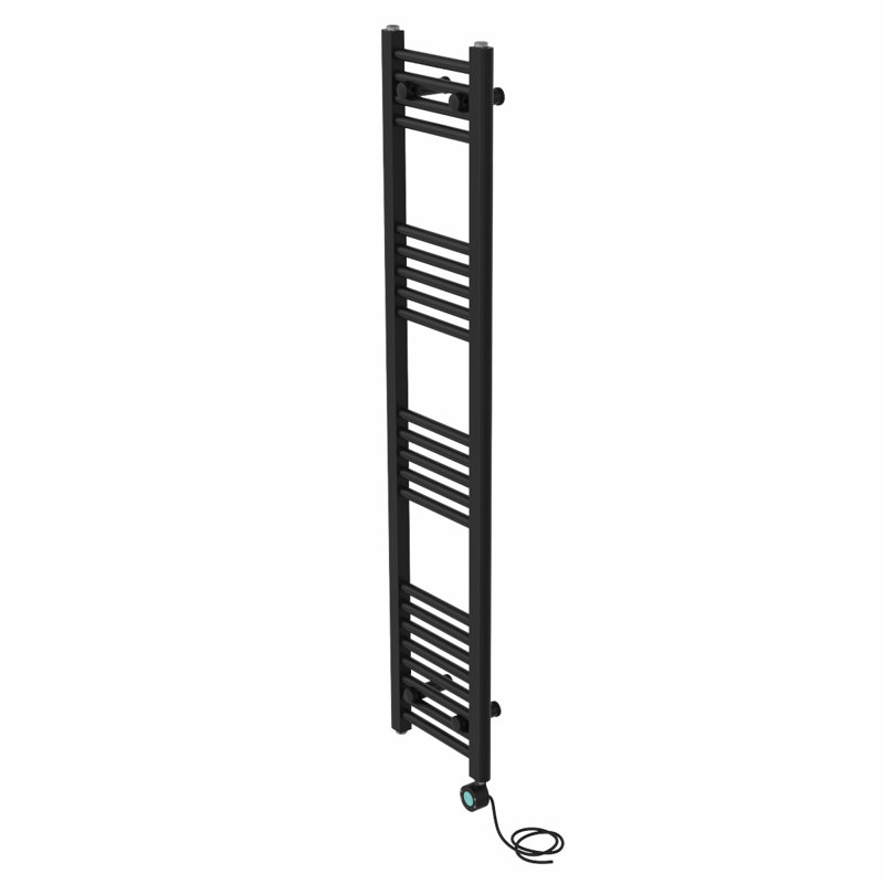 Shannen Straight Towel Rail Heated Towel Rails, 140cm H x 30cm W x 3cm D, Black