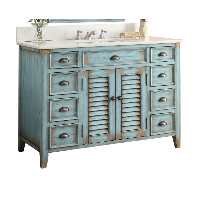 Ensemble de meuble-lavabo simple pour salle de bain de 47 po Lemoore, Bleu vieilli