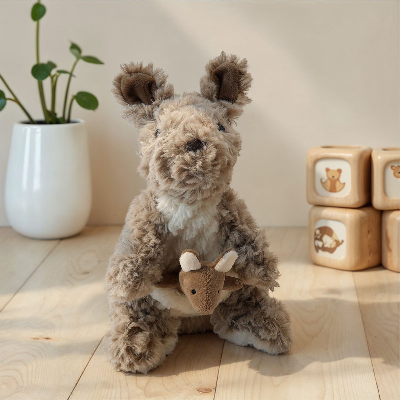 Plush Kangaroo with Joey in Pouch