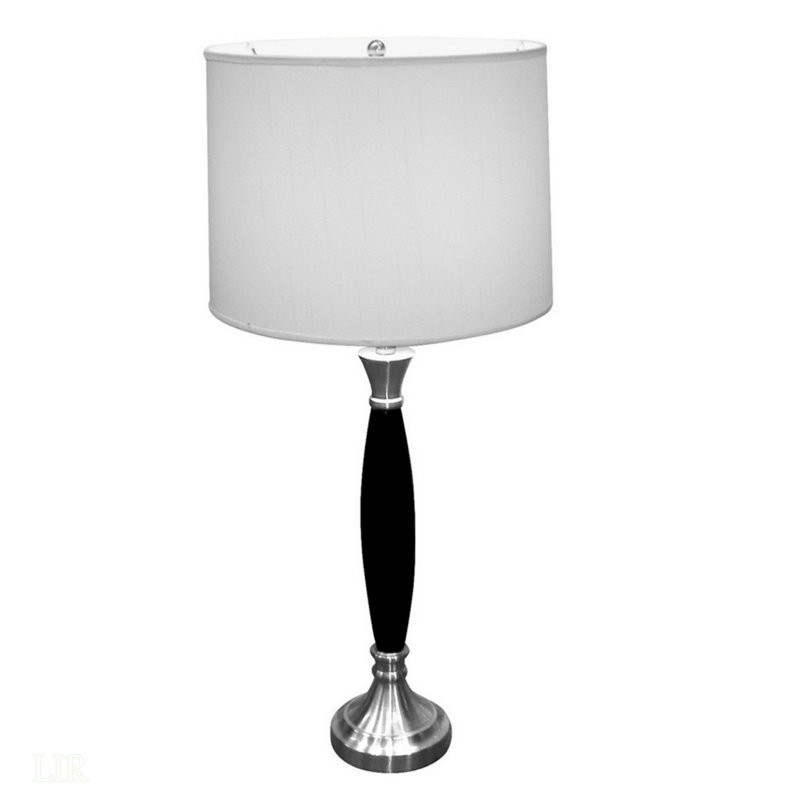 Lampe de table haute 30 "en bois et chrome, lampe de table