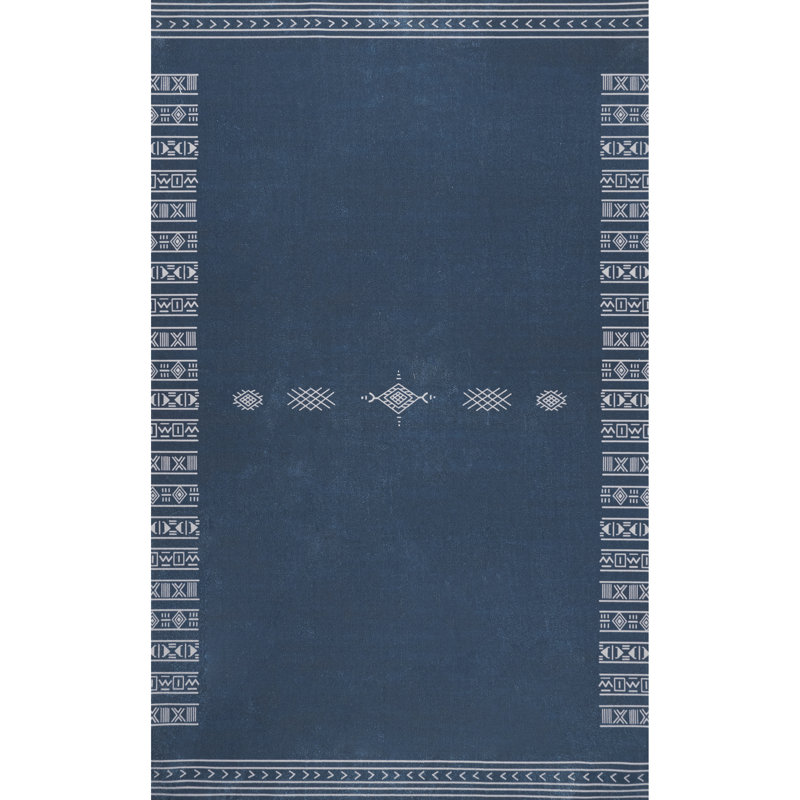 Tapis tribal simpliste d'inspiration mondiale Arina SpinClean, Rectangle 5 pi x 8 pi