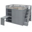 Lit mezzanine avec garde-robe, bureau et tablettes