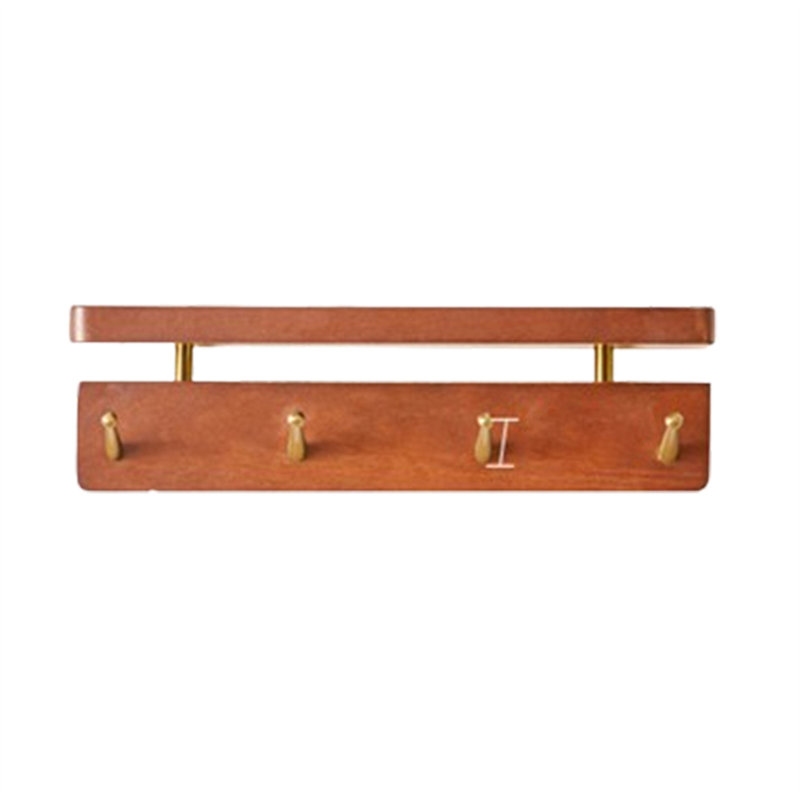 Solid Wood Wall-Mounted Coat Rack With Shelf