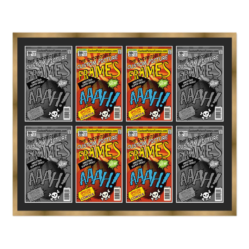 Cadre photo collage, Or / noir, 37,5 po x 26,5 po, 6,875 po x 10,5 po